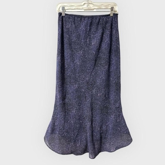 Vintage Y2K Express Purple Polka Dot High-Low Flounce Hem Midi Skirt Size Small - Picture 2 of 11